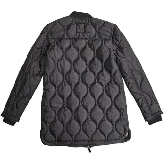 Anthropologie Avec Les Filles Women Black Quilted Longline Puffer Coat XS Bomber - Picture 4 of 12